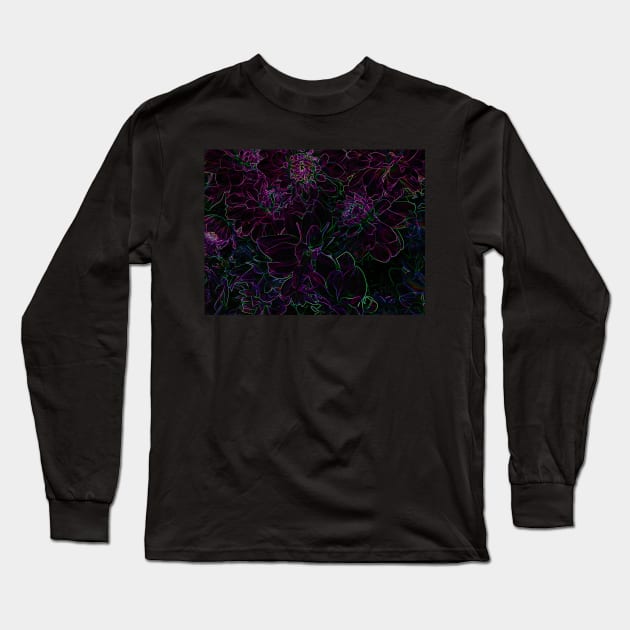 Black Panther Art - Flower Bouquet with Glowing Edges 27 Long Sleeve T-Shirt by The Black Panther